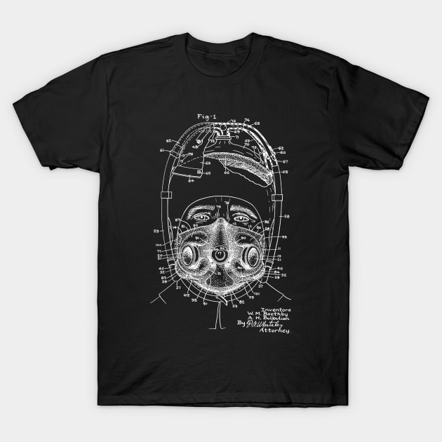 Oxygen Mask Vintage Patent Hand Drawing T-Shirt by TheYoungDesigns